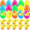 Cagemoga 40 Pack Easter Eggs Prefilled Wind Up Yellow Chick Toys Jumping Chicken Toy for Easter Egg Hunt Game Easter Basket Stuffers Party Supplies