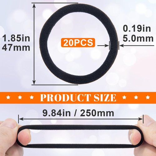 PAGOW 20 Pcs Hair Ties, Seamless Elastic Hair Ties, Rubber Bands for Hair