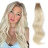 AmazingBeauty 20 Pieces Remy Human Hair Invisible Rooted Tape in Hair Extensions - Platinum Blonde with Chestnut Brown Base R6-60, 20 Inch