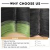 msloosily Highlight Synthetic Body Wave Wig Green Skunk Stripe Wig Synthetic Lace Front Wigs For Black Women 22inch Black And Green Wig Middle Part Wigs Fake Scalp Wavy Wig