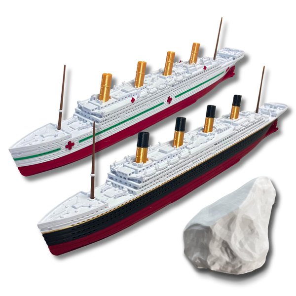 2-Pack RMS Titanic Model Ship & Britannic 1 Ft Long Assembled Titanic Toys For Kids, Historically Accurate Titanic Toy, Titanic Ship, Titanic Cake Topper, Titanic Figurine, Titanic Boat, Titanic Replicas
