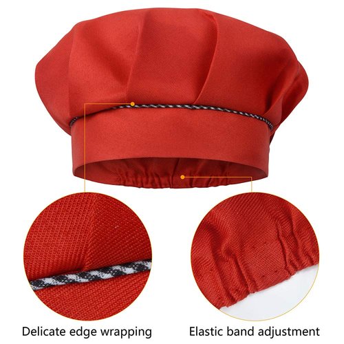 SUNLAND Kids Apron And Hat Set Children Chef Apron For Cooking Baking Painting (Red, S)