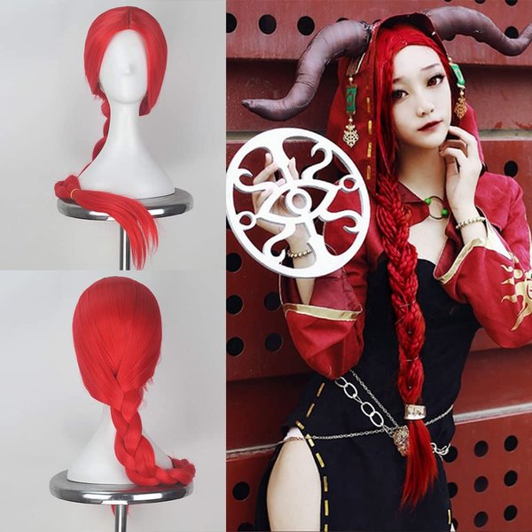 Natanlie Identity Ⅴ Fiona Gilman Cosplay Wigs for Women Long Hot Red Braids Synthetic Costume Wig Heat Resistant Braiding Hair Fashion Red Wig for Girls Halloween Daily Party Use
