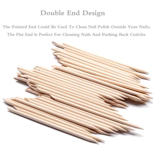 120 Pcs Orange Sticks for Nails - Borogo Orange Wooden Nail Sticks Double Sided Multi Functional Cuticle Pusher Remover Manicure Pedicure Tool