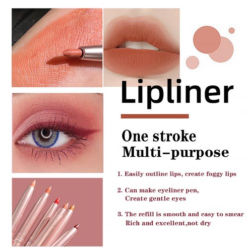 DENESTUP Lip Liner Set, 6 Colors Longwear and Pigmented Matte Lip Pencil Makeup, Smooth Application, Retractable Waterproof Lip Liner