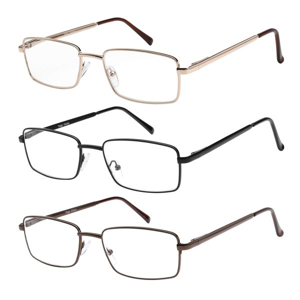 Success Eyewear Reading Glasses Set of 3 Metal Full Rim Glasses for reading for Men and Women -+3.5