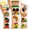African American Temporary Tattoos - 100PCS Black History Month Sticker for Kids |Juneteenth Birthday Decorations, Afro African Themed Party Favors and Supplies | Cute Kids Boy Gifts | Ideal Prizes