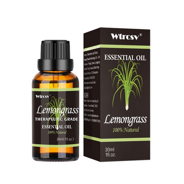 Lemongrass Essential Oil, Essential Oil,100% Natural Essential Oil-Perfect for Diffuser, Humidifier,Aromatherapy, Massage,Skin & Hair Care,1.01fl oz