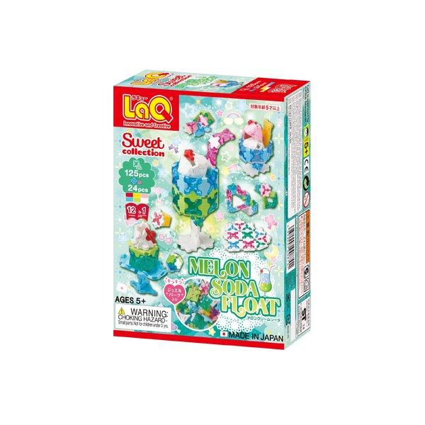 LaQ Sweet Collection Melon SODA Float | 125 + 24 Pieces | 12 Models | Age 5+ | Creative, Educational Construction Toy Block | Made in Japan