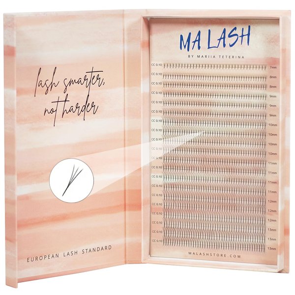 MA LASH Premade Fans Eyelash Extensions Mix and single Tray Volume Lash Extensions Long Stem Volume Premade Fans Lash Extension (BIG 3D CC 0.07 (7-13mm))