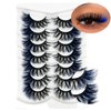 IFSOWDRA Colored Lashes Mink Wispy C/D Curl 3D Mink Strip Lashes Blue Color Lashes Natural Look Dramatic Long 20mm/25mm Cat Eye False Lashes Pack