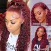 Burgundy Lace Front Wigs Human Hair 180% Density Glueless Wigs Human Hair Pre Plucked 13x4 99j Red Wigs Water Curly Human Hair Lace Front Wigs For Black Women (20 inch)