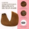 GOO GOO Clip in Hair Extensions Real Human Hair, 18inch 120g 7Pcs, 350 Copper, Remy Human Hair Extensions Clip ins for Women, Natural Human Hair