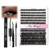 SKY MANGO Individual Lashes Kit 280pcs 50D Curl 8-16MM Clusters Eyelash Extension Kit with Lash Bond and Seal and Lash Tweezers and Lash Brush for Self Application(50D-0.07D-8-16MIX KIT)