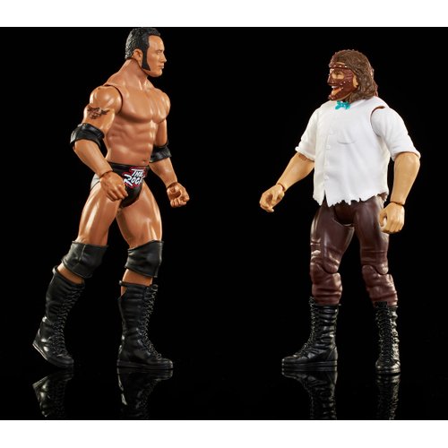 Mattel WWE The Rock vs Mankind Championship Showdown Action Figure 2-Pack with Championship, 6-inch