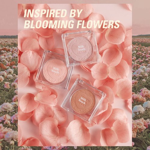 MILKTOUCH Touch My Cheek in Bloom Blush - Airy-Texture Pressed Powder Blush - Sebum and Oil Control Powder – Lovely Color – Flawless Formula 0.18oz. (#04 Sunrise Lilac)
