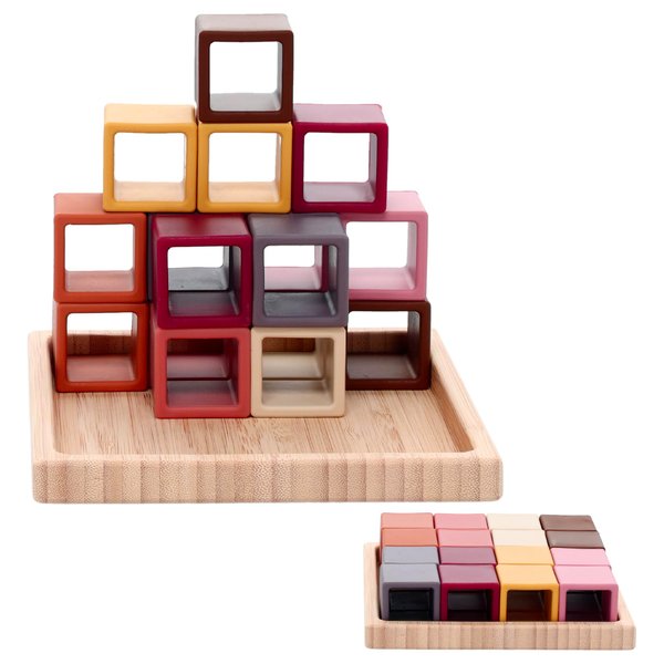 ReLIVE Busy Blocks Set - 16 Piece - Building Blocks for Babies & Toddlers - BPA Free Soft Silicone - Easy to Clean - Baby Teether Toy - Educational Sorting & Stacking Montessori Toy