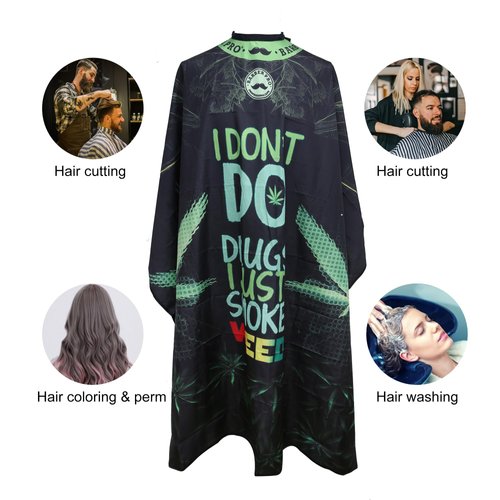Barber Cape for men, Hair Cutting Cape with Adjustable Snap Closure, Salon Cape, Hairdressing Cape for Hairstylists (Green Leaves)