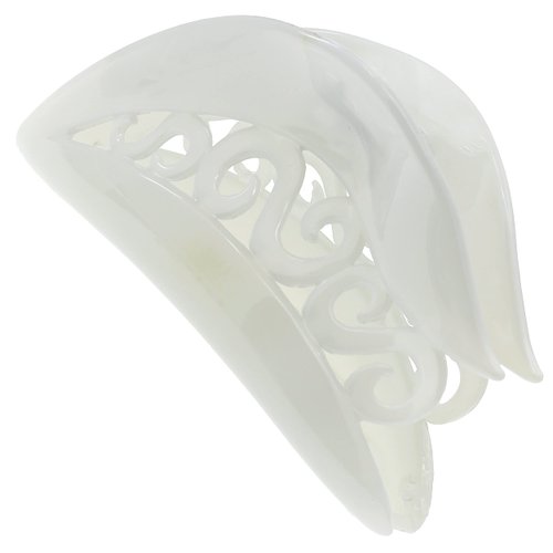 Camila Paris CP3213 French Hair Clip for Women for Thick Hair for Long Curly Wavy Hair, White, Girls Hair Claw Clips Jaw, Styling Big Claw Clip for Thick Hair, Strong Hold No Slip Grip, Made in France