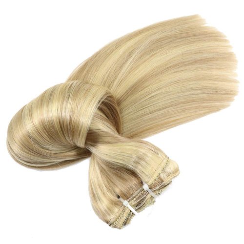 Eufficco Human Hair Lace Clip In Hair Extensions Thick Ends 20inch 120g Highlights Piano Color Dirty Blonde/Bleach Blonde Mixed Remy Hair Extensions Silky Soft Lace Backed Clip On Hair Extensions
