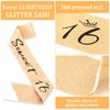 Sweet 16 Birthday Sash & Rhinestone Sweet 16 Birthday Headband Kit-Gold Sweet 16 Party Decorations Sweet 16 Gifts for Girls Happy 16th Birthday Party Favors