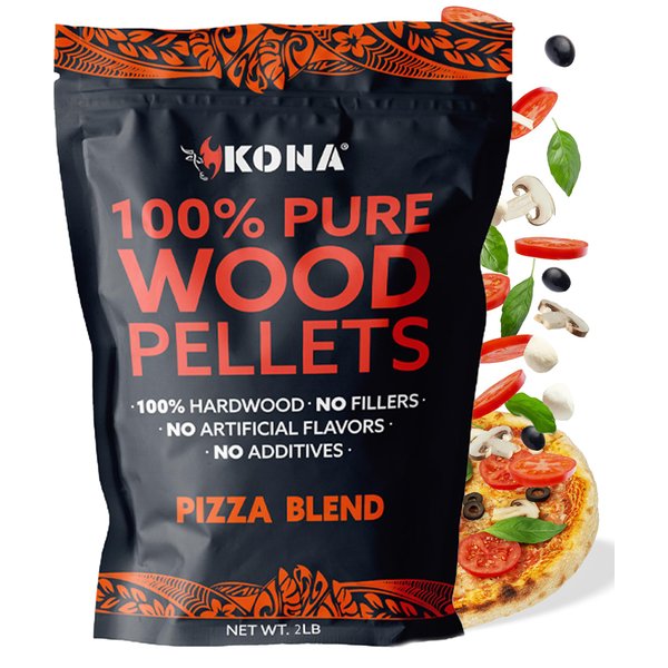 Kona Pizza Blend Wood Smoker Pellets, Intended for Pizza Ovens, 100% Natural Hardwood - Rich Smoky Flavor - Ideal for Pizza Ovens, Smokers, and Smoker Tubes - 2 Pounds