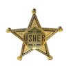 Gold Star Usher Pins for Church | Reusable Gold Metal Usher Badge Locking Pin Back | Engraved Usher Name Tag Pin 2 Inches Diameter
