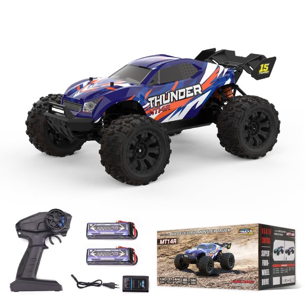 IMYHOO 1:14 RC Car 3S 80km/h, with 2.4 GHz Remote Control and Two Rechargeable Batteries, 4X4 Waterproof RC Cars, for Adults and Teen Boy Gifts (MT14R Deep Blue)