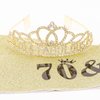 Casoty 70th Birthday Sash and Tiara for Women, 70th Birthday Decorations Women, Gold 70th Birthday Sash and Tiara Set, 70th Birthday Gifts for Women