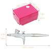 Airbrush Makeup Set Pinkiou Air Brush Kit for Face Paint with Mini Compressor 0.4mm Needle and Nozzle Nail Body Paint SP16 (RED)