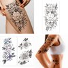 Cerlaza Temporary Tattoos for Women, Henna Fake Flower Tattoos Stickers for Adults, Semi Permanent Half Sleeve Tattoos Body Leg Makeup Waterproof, Flower Tatuajes Temporales-12 Sheets