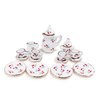 Dollhouse Porcelain 1/12 Scale Dollhouse Miniatures Tea Coffee Set Pot Cup Doll's House ;Mini Tea Set,Ceramics Tea Set (Red Cherry)