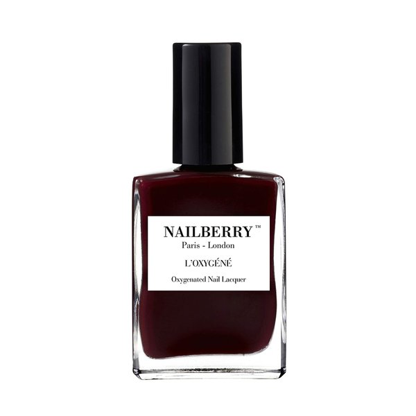 Nailberry L'Oxygéné Oxygenated Nail Lacquer | Noirberry | Deep Red Black Opaque Nail Polish | UV Protected Long-Wear Nail Polish | 12-Free | Vegan | Certified Halal | Cruelty & Gluten Free | 15 ml