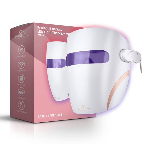 Project E Beauty LED Light Therapy Mask FDA-Cleared | Infrared, Red & Blue Light Therapy | Collagen Boost | Anti-Wrinkle & Anti-Acne | Wireless Face Mask | Advanced Skincare | All Skin Types