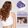 30 Pieces Flexible Curling Rods Twist Foam Hair Rollers Soft Foam No Heat Hair Rods Rollers and 1 Steel Pintail Comb Rat Tail Comb for Women Girls Long and Short Hair (Purple, 9.45 x 0.55 Inch)