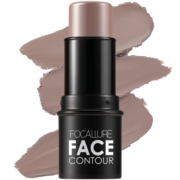 FOCALLURE Cream Contour Stick, Matte Bronzer Stick, Professional Face Shaping & Contouring Stick Makeup, Easy to Apply with Buildable Coverage, Long Lasting & Waterproof, HAZEL WOOD