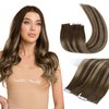 Full Shine Ombre Intact Tape in Hair Extensions Color 4/27/4 Balayage Virgin Injection Tape in Human Hair 24 Inch Seamless Tape in Extensions 12.5 Gram 5 Pcs Invisible Tape Extensions for Women