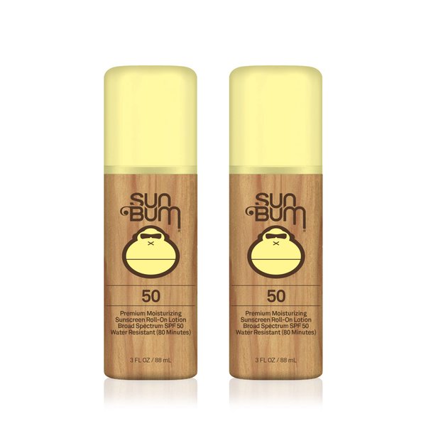 Sun Bum Original SPF 50 Sunscreen Roll-On Lotion | Vegan and Reef Friendly (Octinoxate & Oxybenzone Free) Broad Spectrum Moisturizing UVA/UVB Sunscreen Lotion with Vitamin E | 3 oz | 2 Pack