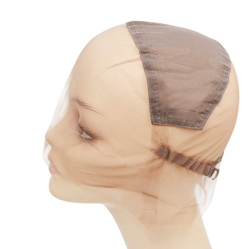YANTAISIYU Full Lace Wig Cap Wig Base with Adjustable Strap Hairnet Cap for Making Wig Caps (Brown S 21inch)