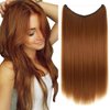 iLUU 22inch/80g Synthetic Hair Extensions Hidden String Straight Hairpiece Secret Wire Invisible Fish Line Women Long Smooth Natural Hair Hairpiece Hairpieces #30J-Honey Blonde
