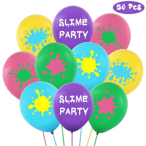 50PCS Slime Latex Balloons -Slime Themed Party Supplies Decorations Art Baby Shower Birthday Party Favors