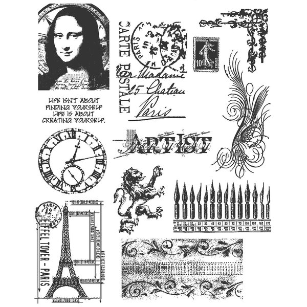 Stampers Anonymous Tim Holtz Cling Rubber Stamp Set 7 by 8.5-Inch, Mini Classics