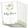 Set of 25 Safari animals baby shower invitations with envelopes. Boy or girl watercolor baby shower party invites featuring greenery, rhino, giraffe, elephant and lion. Simple and elegant theme
