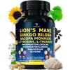 LetaGreen Organic Lions Mane Supplement Capsules - 120 Real Mushrooms Lion's Mane Capsules with Ginkgo Biloba Herb, Bacopa Monnieri, L Theanine, L Tyrosine - Mushroom Complex for Daily Wellness
