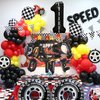 YWQIPABA Race Car 1st Birthday Party Balloons, 40 Inch Mylar Foil Racetrack Number 1 Balloon Black for Boys fast one Birthday Decorations,Race Car Theme Party Decorations Supplies 7 Pcs