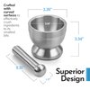 Pill Crusher - 304 Food Grade Stainless Steel Mortar and Pestle Medicine Grinder Set - Non-Slip Splitter to Easily Crush Medicine Pills Tablets Vitamins to Fine Powder for Adults, Seniors, Dogs, Pets