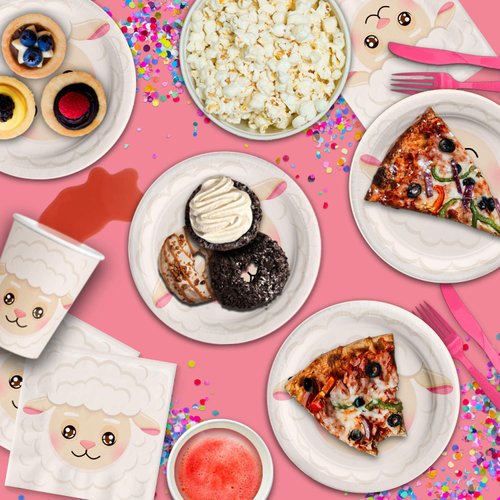 Sheep Birthday Party Supplies Set Plates Napkins Cups Tableware Kit for 16