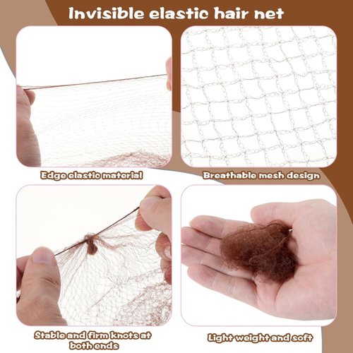 Hair Nets for Buns, 40 Pcs Invisible Hairnets and 40 Pcs U Shaped Hair Pins Set, Elastic Ballet Bun Hair Net Hair Bun Pins for Women Ballet Bun Food Service Workers (Brown)