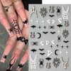 8 Sheet Halloween Nail Stickers Ghost Bat Spider Nail Decals 3D Self-Adhesive Spider Web Spooky Bat Spider Nail Art Stickers Design Gothic Nail Art Supplies for Holiday Acrylic DIY Nail Decoration