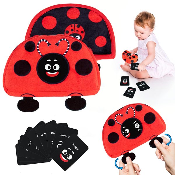 teytoy Social Emotional Learning Toy with Emotion Cards, Funny Ladybug Shape Expressions Matching Educational Montessori Toys for Preschool Learning Activities for Kids Ages 1-3 Years